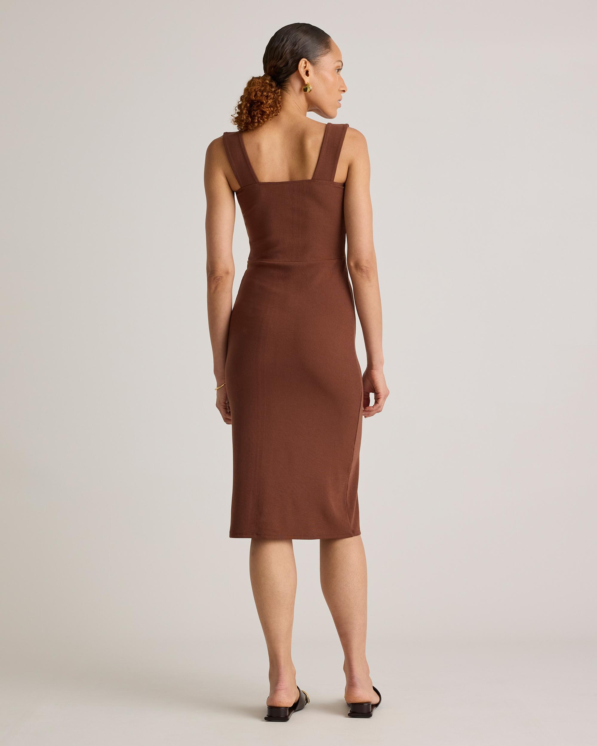 Quince | Women's Tencel Rib Knit Sleeveless Square Neck Midi Dress Size XL Product Image