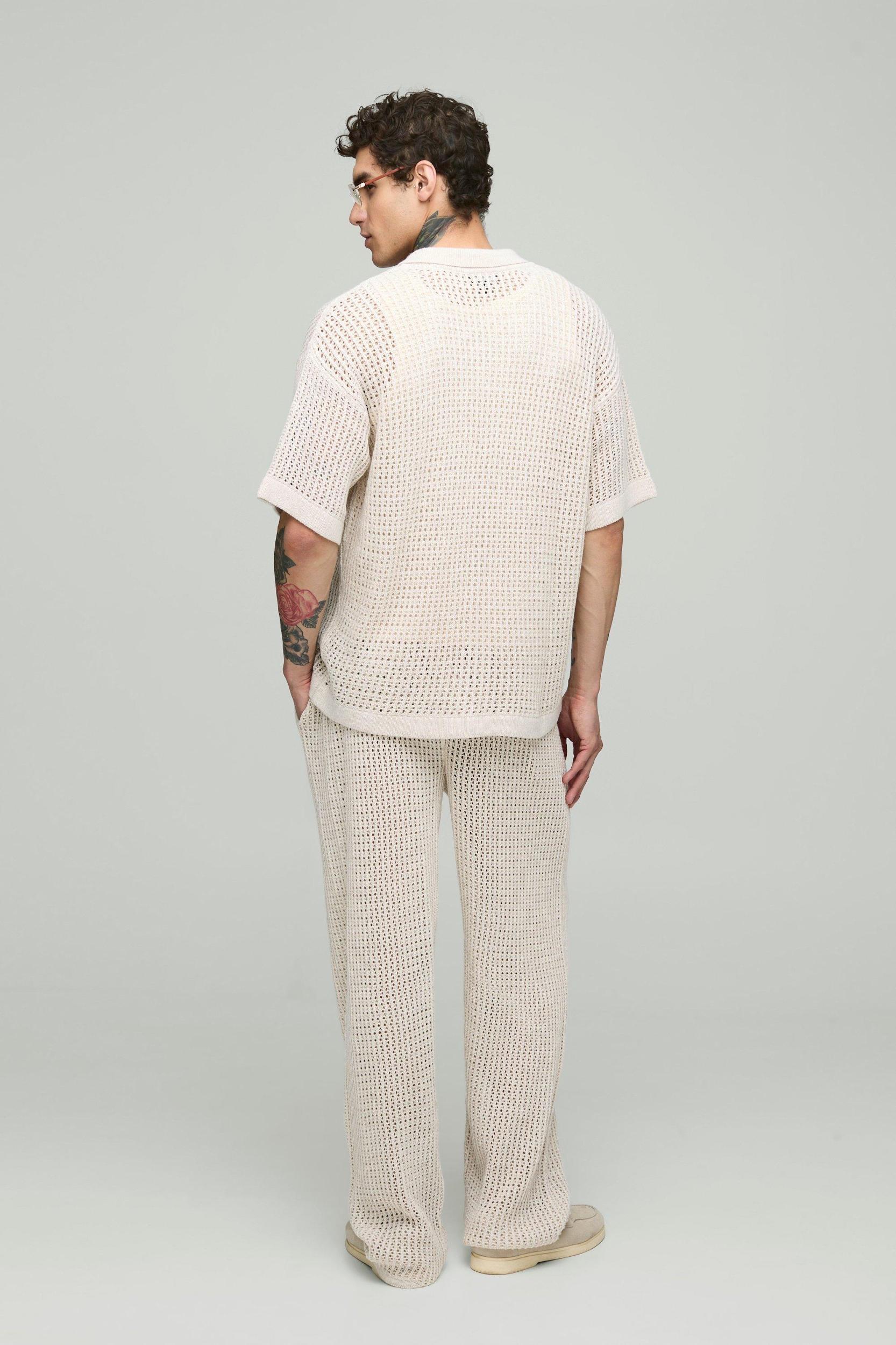 Oversized Revere Knitted Shirt & Relaxed Trouser Set | boohooMAN USA Product Image