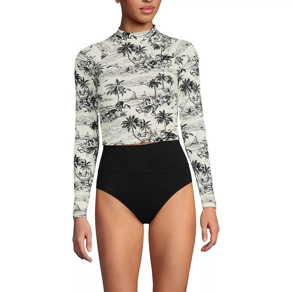 Women's Lands' End Long Sleeve Cropped UPF 50 Rash Guard Swim Top, Size: Small, Wild Purple Dark Wine Product Image