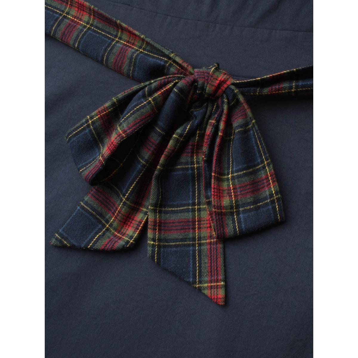 Plus Size Festive Plaid Tie Knot Ruched Midi Dress Indigo Women Casual Tie knot Party Curvy Bloomchic 28/5X Product Image