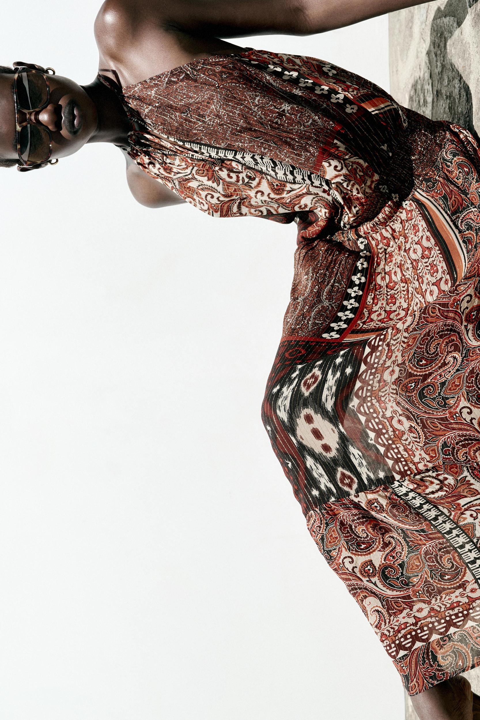 METALLIC THREAD PRINT DRESS Product Image