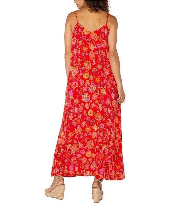 Liverpool Los Angeles Woven Floral Print V-Neck Sleeveless A-Line Maxi Dress Product Image