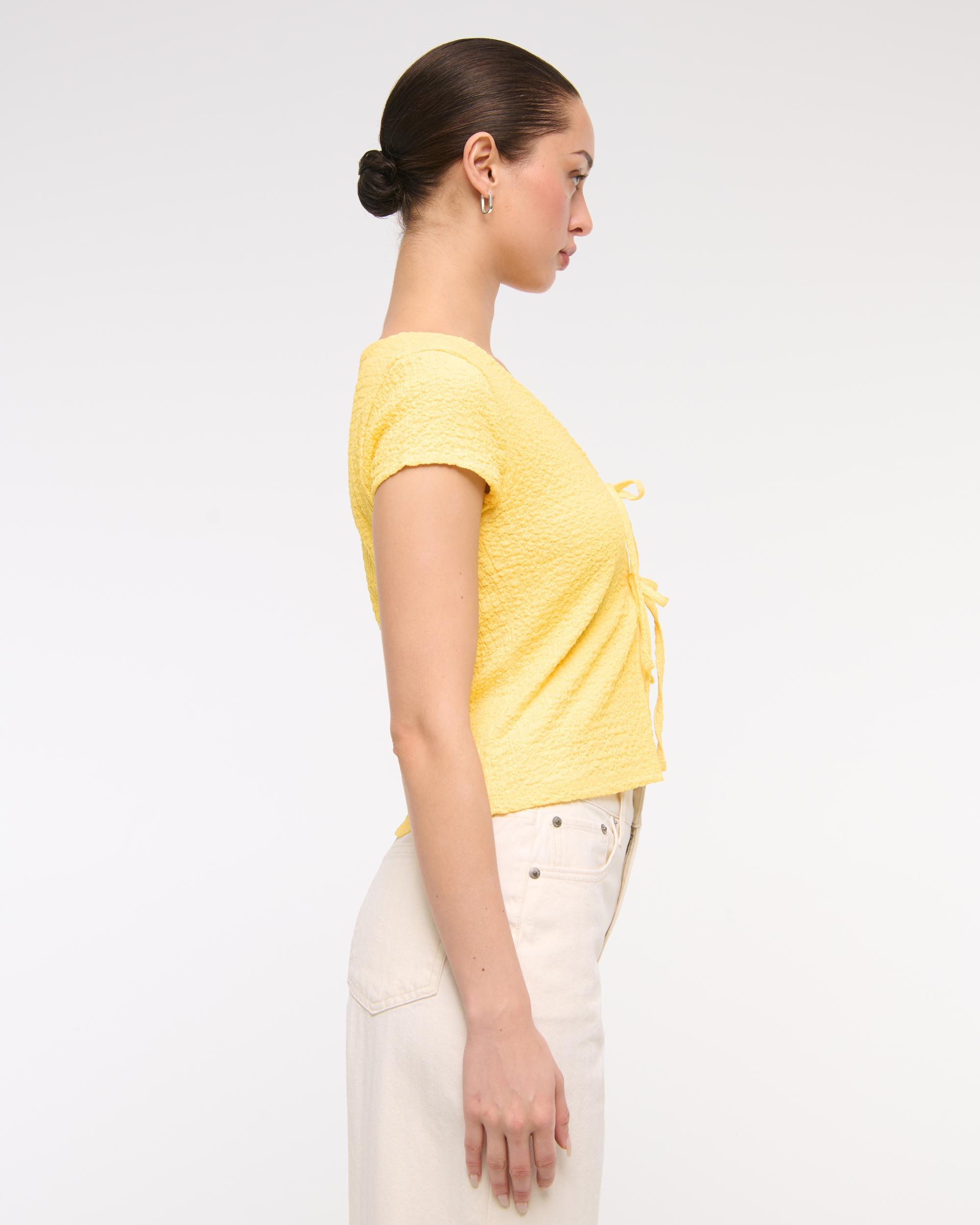 Bubble Knit Tie-Front Top Product Image
