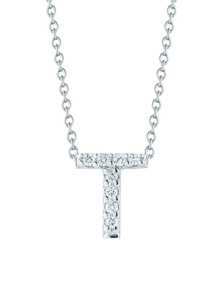 Roberto Coin 18K White Gold Initial Love Letter Pendant Necklace with Diamonds, 16 Product Image