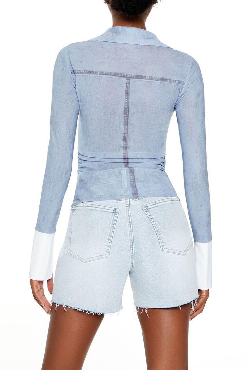 Mesh Mineral Wash Ruched Shirt | Forever 21 Product Image