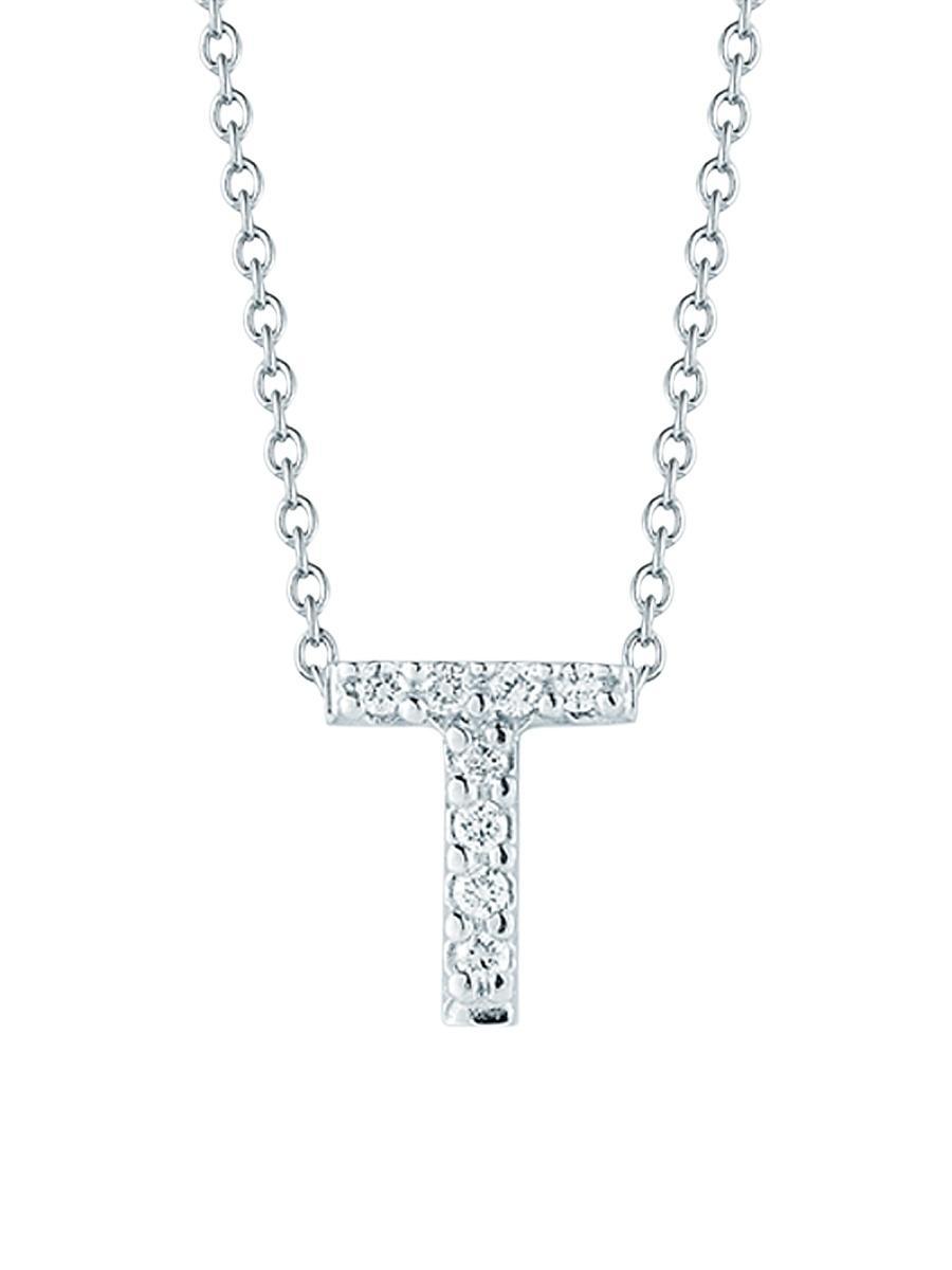 Roberto Coin 18K White Gold Initial Love Letter Pendant Necklace with Diamonds, 16 Product Image