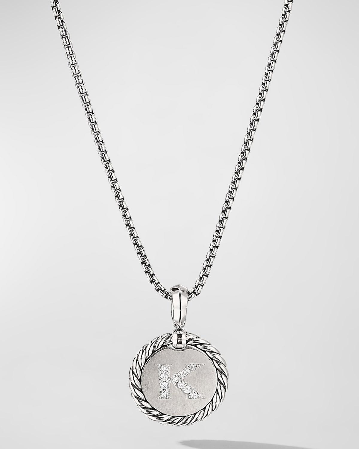 David Yurman Sterling Silver Cable Collectibles Initial Charm Necklace with Diamonds, 18 Product Image