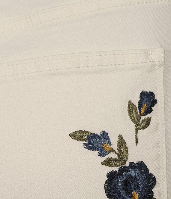 Driftwood Colete Floral Bouquet Embroidered Cropped Jeans Product Image