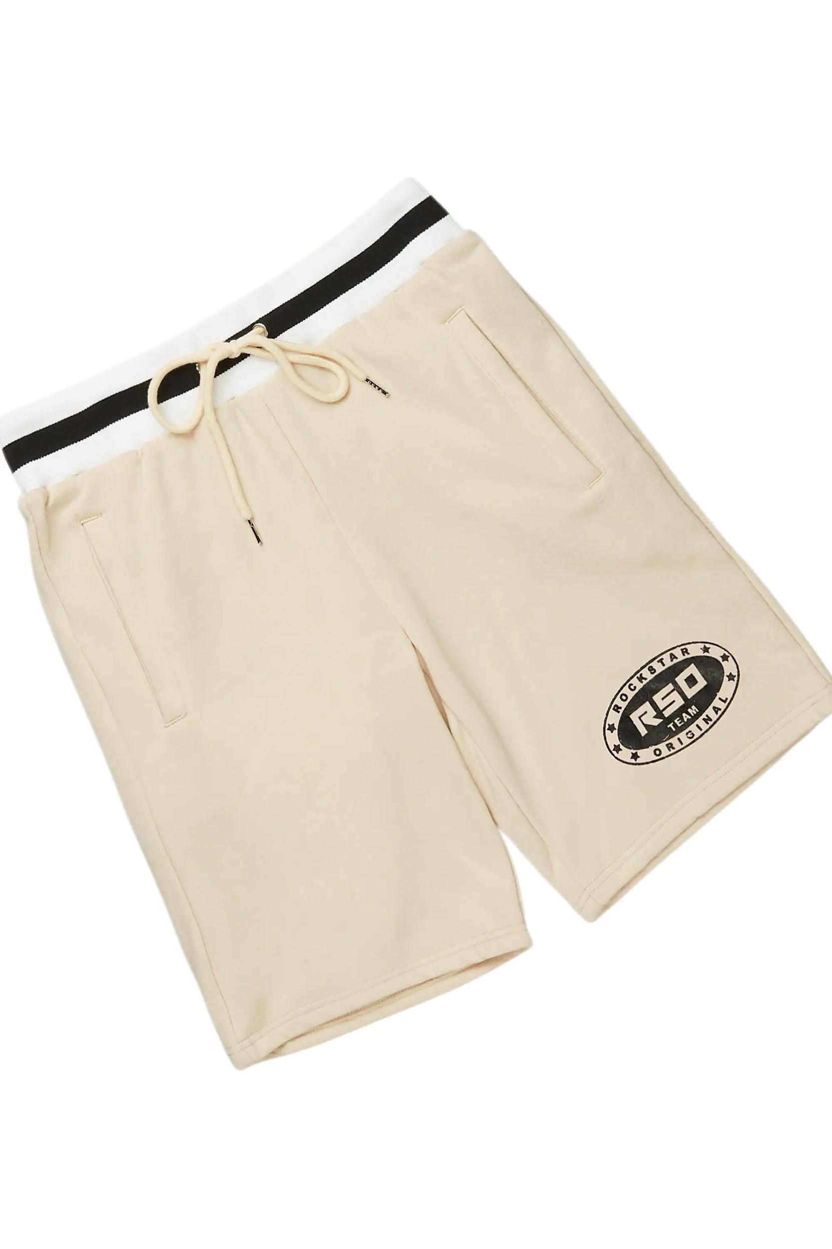 Amos Beige Graphic T-Shirt Short Set Male Product Image