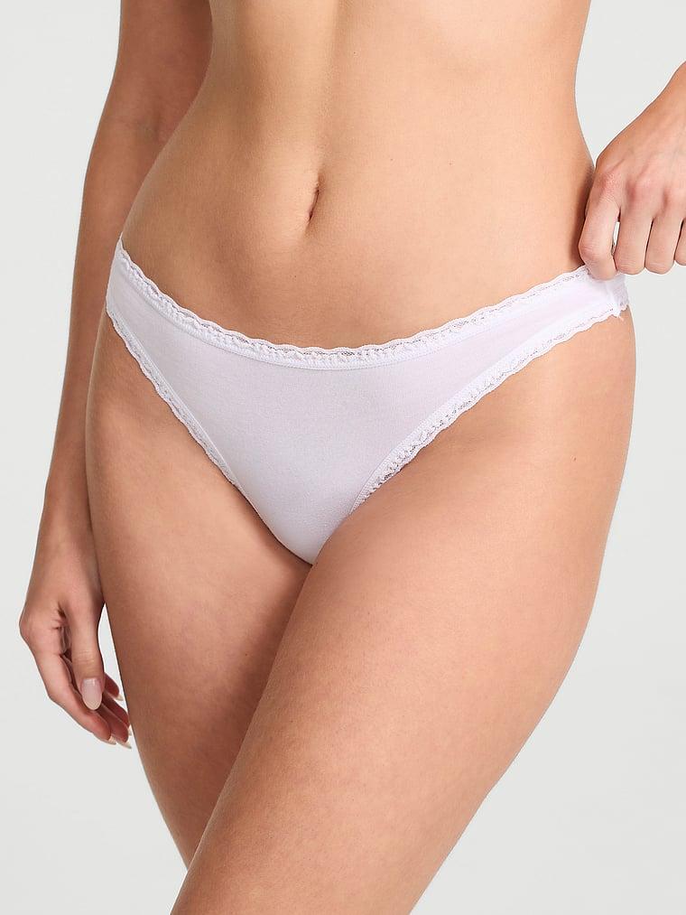 Cotton Lace-Waist Thong Product Image