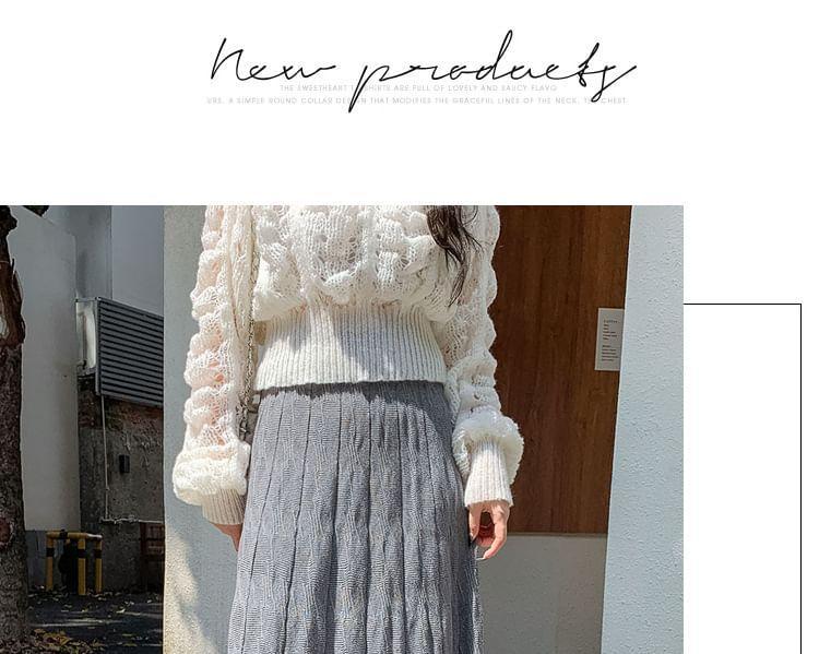 High Waist Plain Knit Maxi A-Line Skirt Product Image