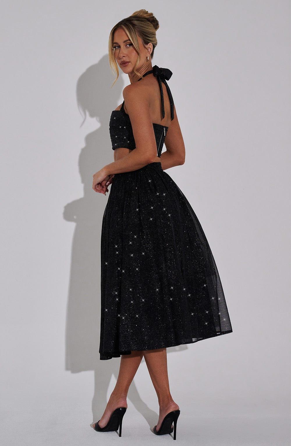 Alani Midi Skirt - Black Sparkle Product Image