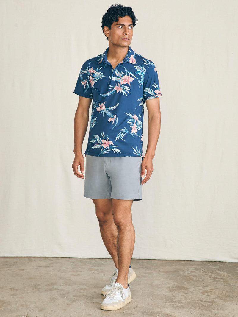 Shorelite Short-Sleeve Tech Polo - Navy Island Orchid Product Image