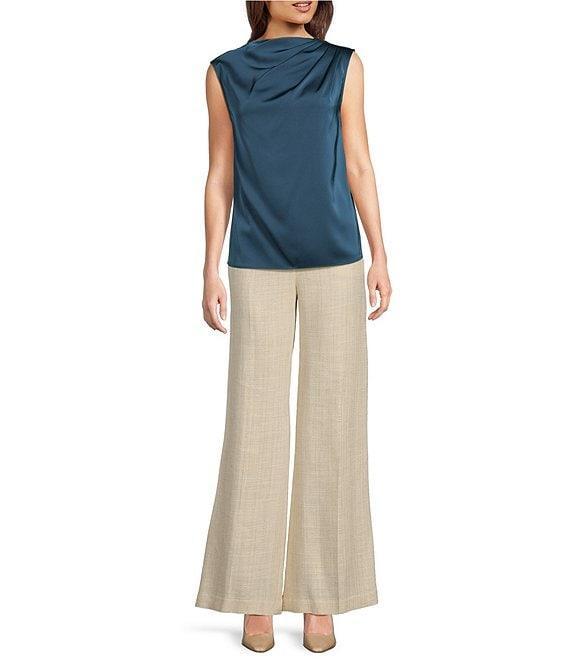 Donna Karan Charmeuse Sleeveless Draped Neck Blouse Product Image