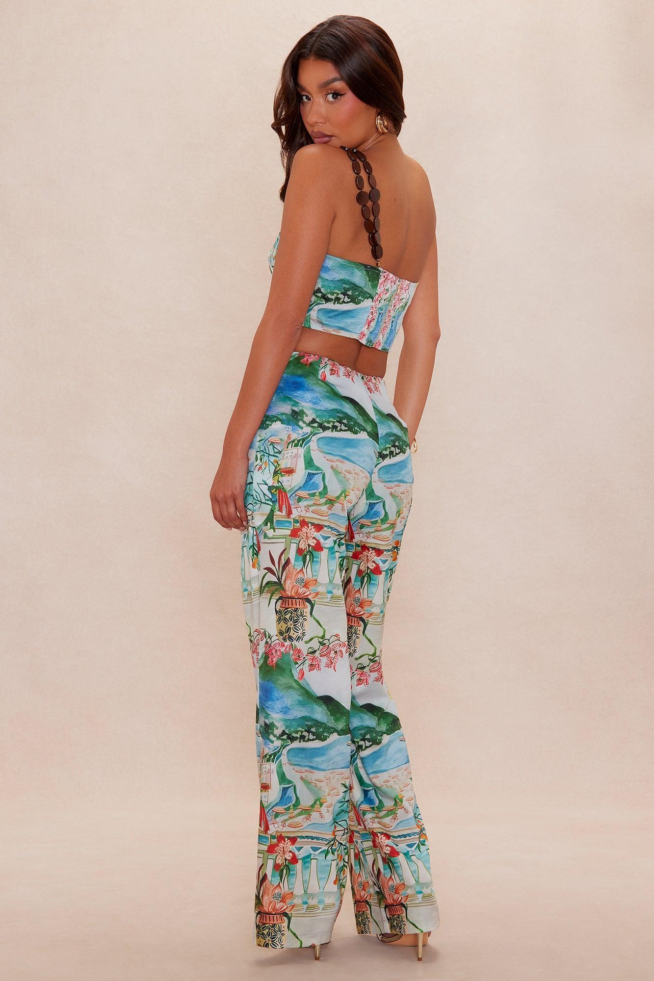 Foreign Tours Linen Pant Set - Blue/combo Product Image