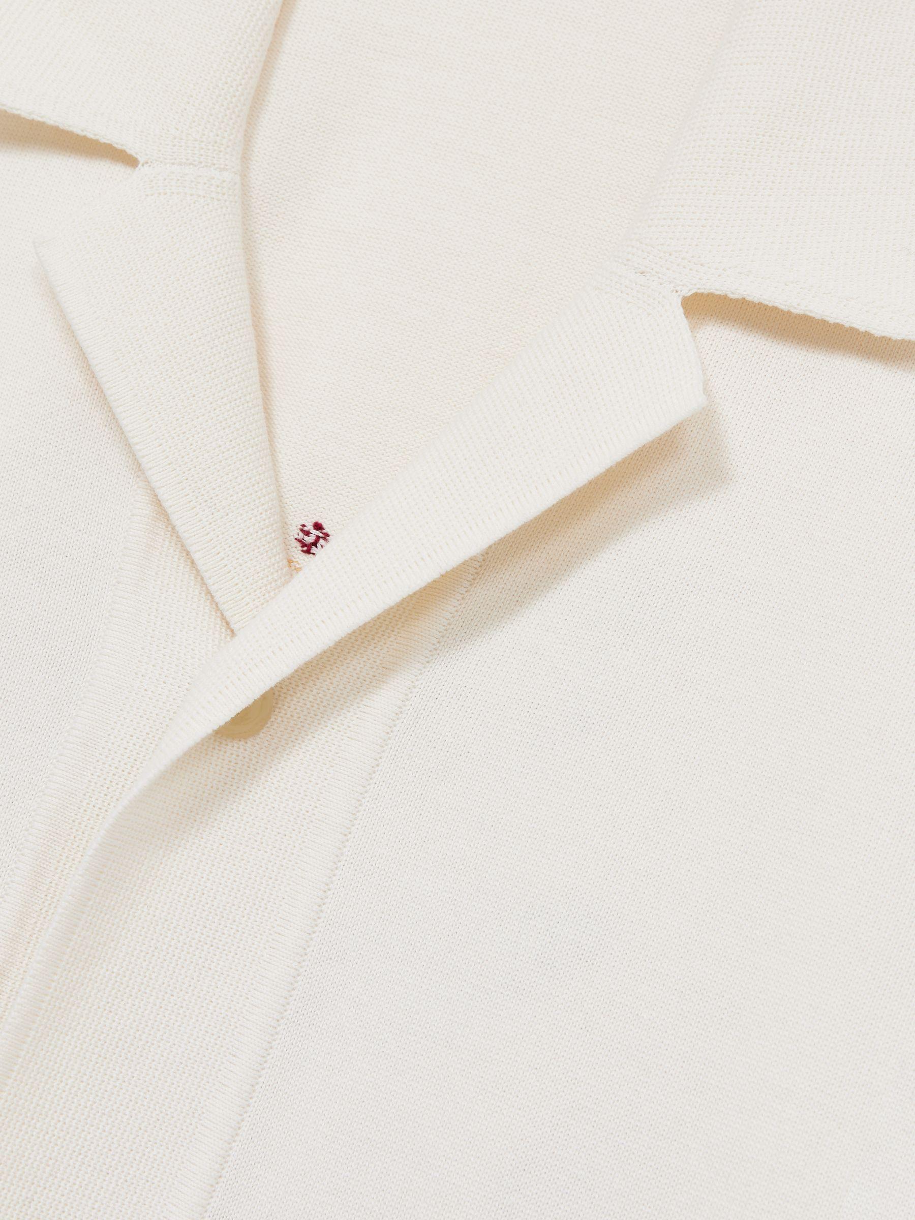 Floral Motif Knit 100% Cotton Shirt in Ivory Print Product Image