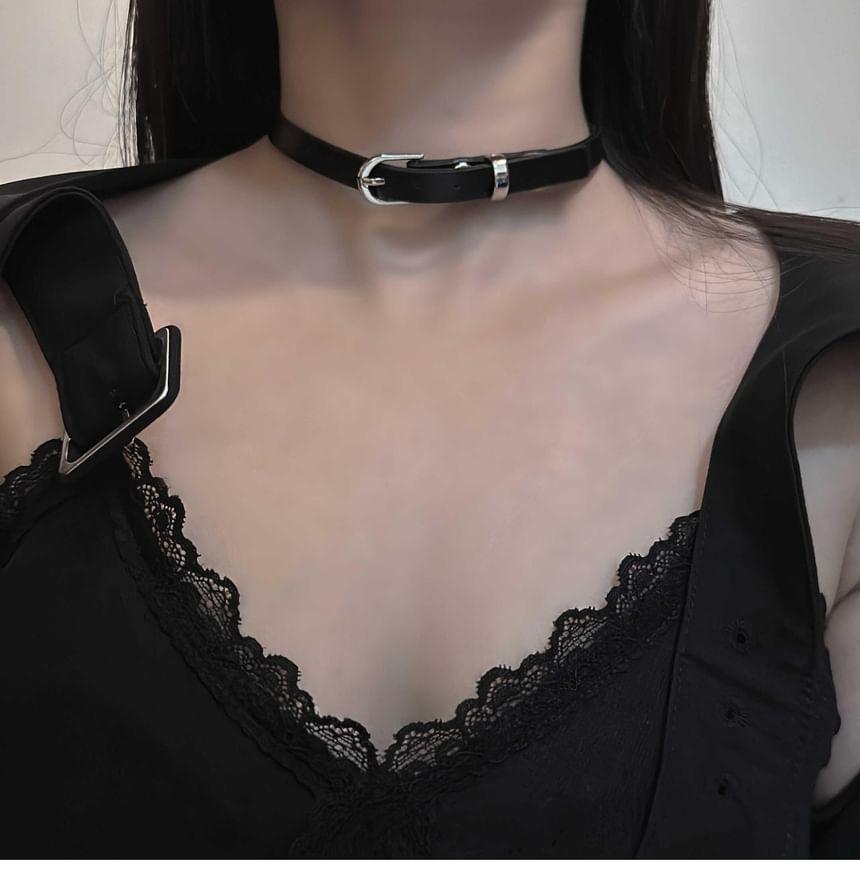 Faux Leather Buckle Choker Product Image