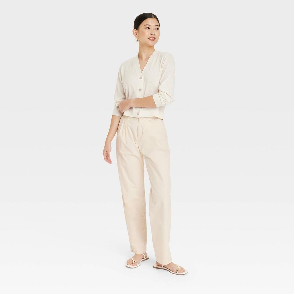 Women's Button-Front Cardigan - A New Day™ Cream L Product Image