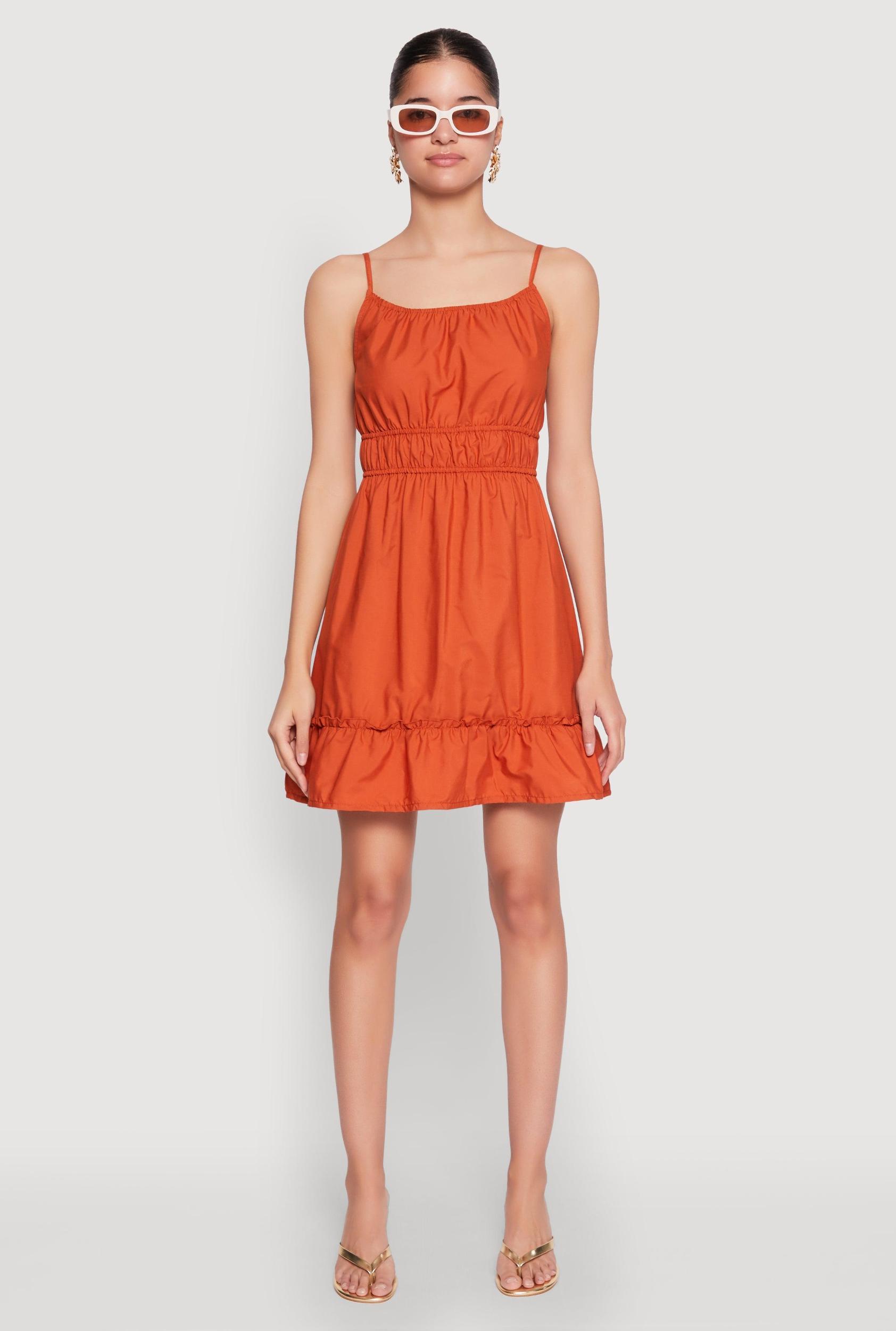 Womens Spaghetti Strap Empire Waist Mini Dress Product Image