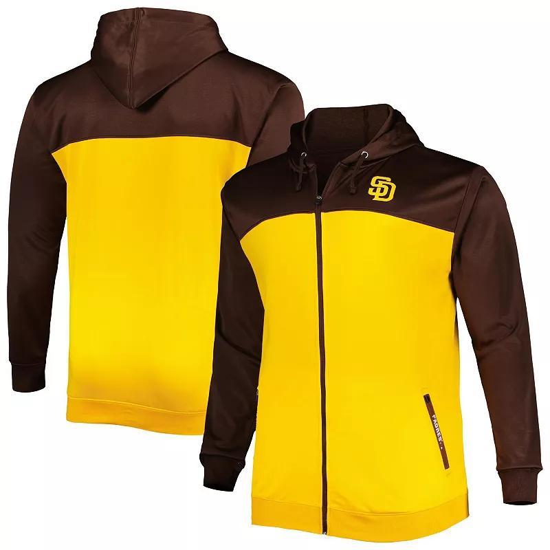 Men's Brown/Gold San Diego Padres Big & Tall Yoke Full-Zip Hoodie, Size: 4XB Product Image