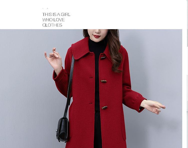 Collared Plain Button Coat Product Image