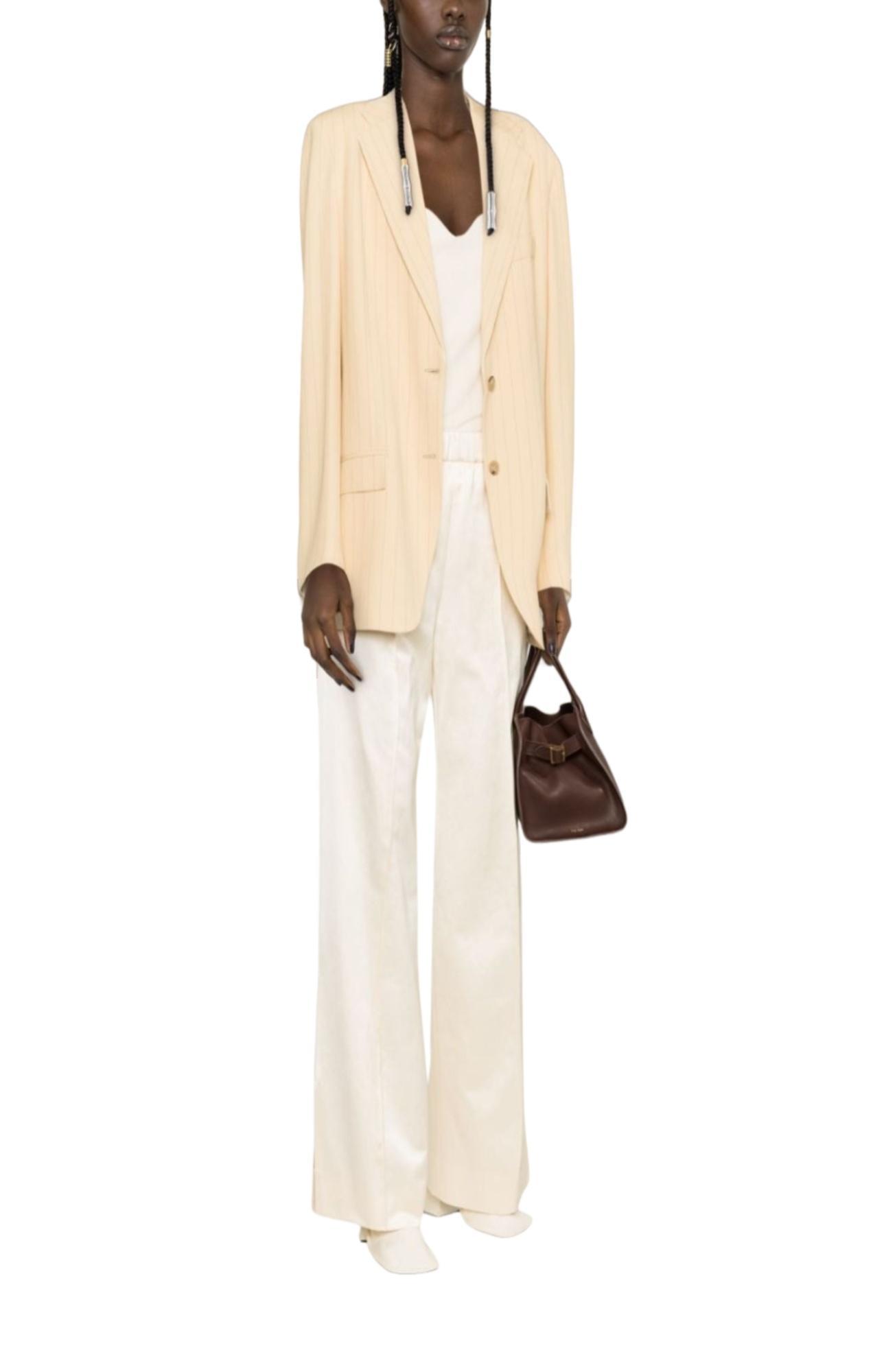 JIL SANDER High-waisted Wide-leg Trousers In White Product Image