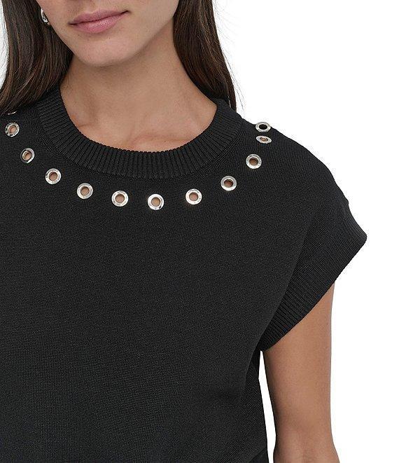 DKNY by Donna Karan Sleeveless Logo Grommet Sweater Product Image