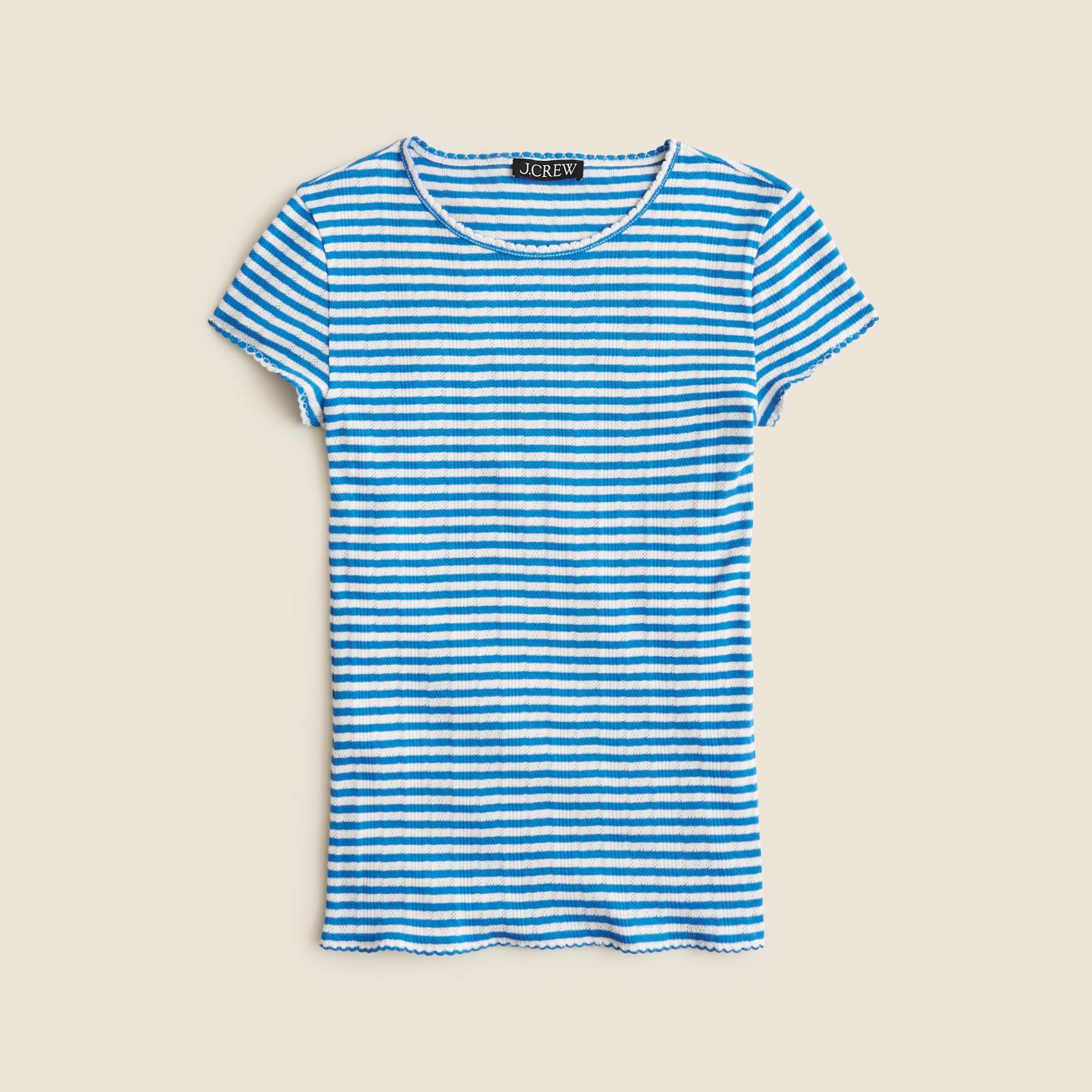 Pointelle short-sleeve T-shirt in stripe Product Image