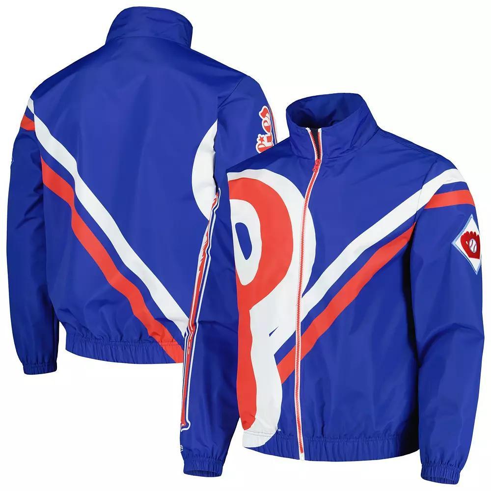 Men's Mitchell & Ness Royal Philadelphia Phillies Exploded Logo Warm Up Full-Zip Jacket, Size: 2XL, Blue Product Image