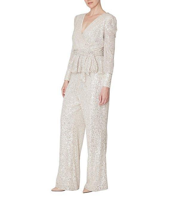 Julia Jordan Straight Leg Long Sleeve Peplum Jumpsuit Product Image