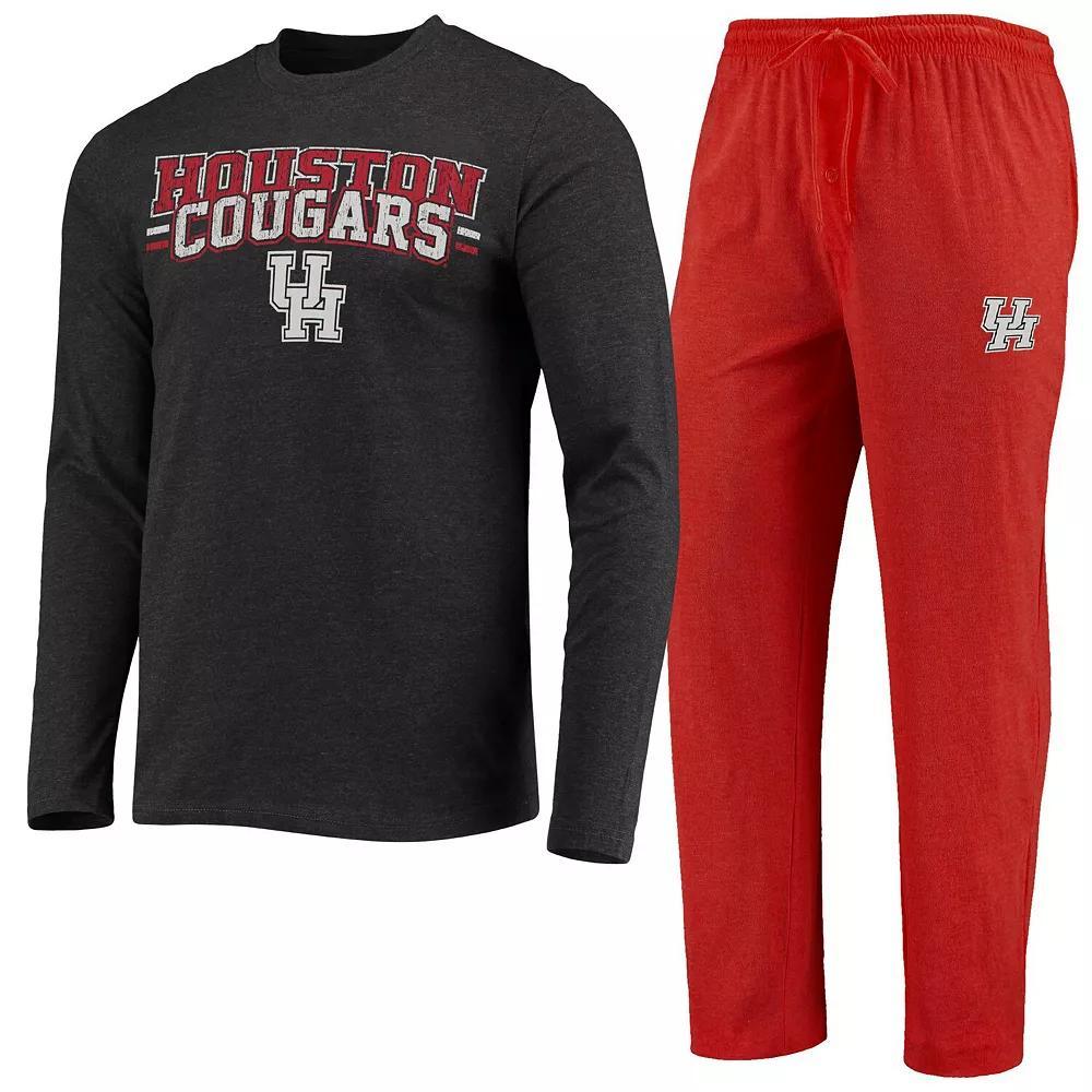 Men's Concepts Sport Red/Heathered Charcoal Houston Cougars Meter Long Sleeve T-Shirt & Pants Sleep Set, Size: XL, Hou Red Product Image