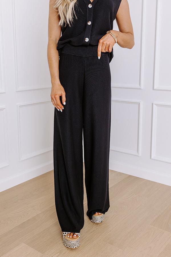 Uptown Brunch High Waist Knit Pants in Black Product Image