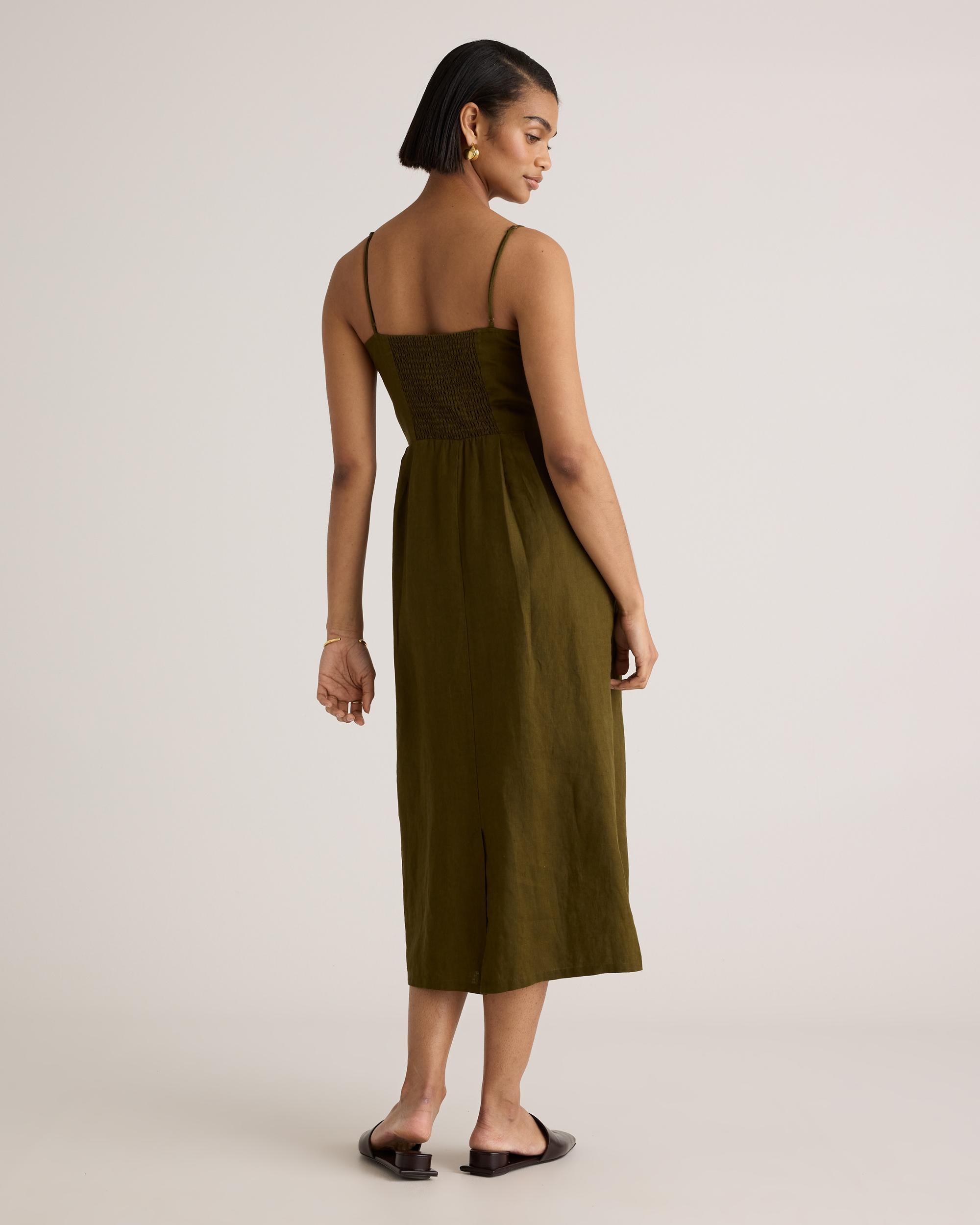 Quince | Women's 100% European Linen Scoop Neck Midi Dress Size XL Product Image