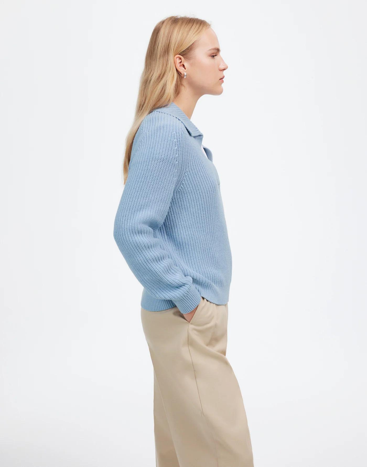 Shaker-Stitch Johnny Collar Sweater Product Image