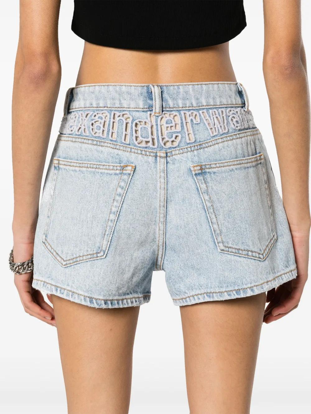 logo-embroidered denim shorts Product Image