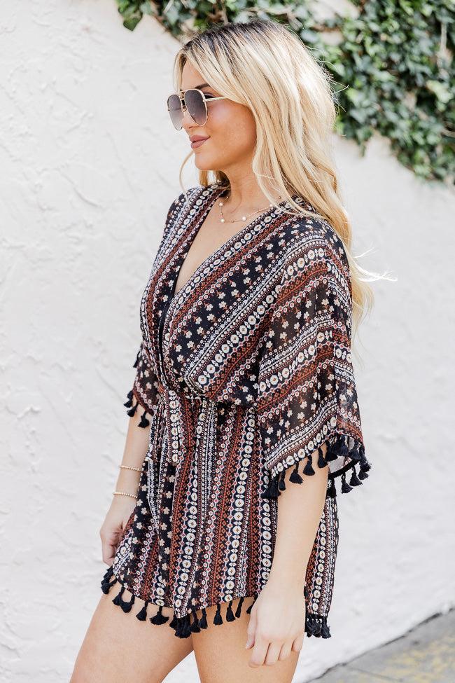 A Fair Deal Printed Tassel Romper FINAL SALE Product Image