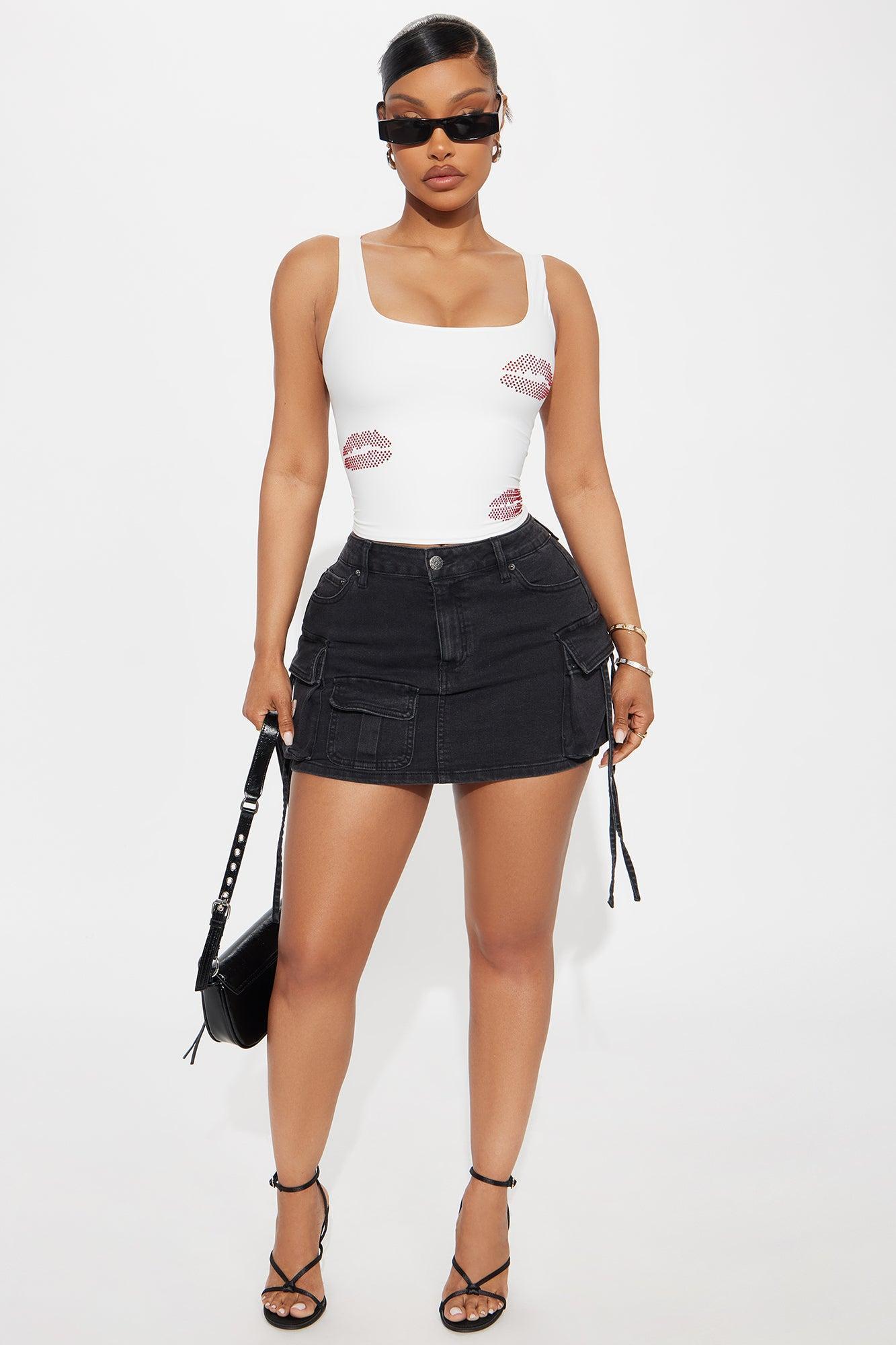 First Kiss Embellished Rhinestone Tank Top - White Product Image