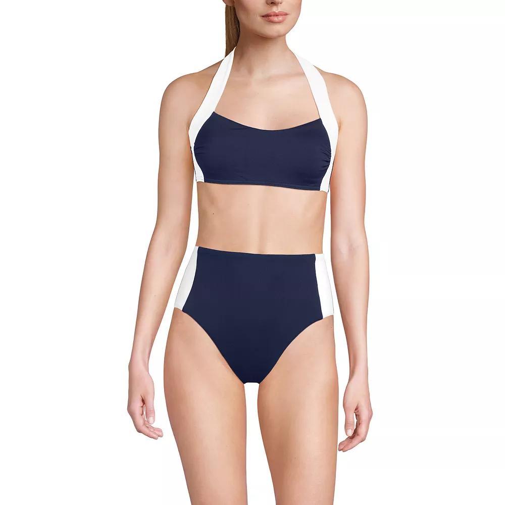 Women's Lands' End Seamed Halter V-Neck Swim Top, Size: 6, Bright Yellow White Product Image