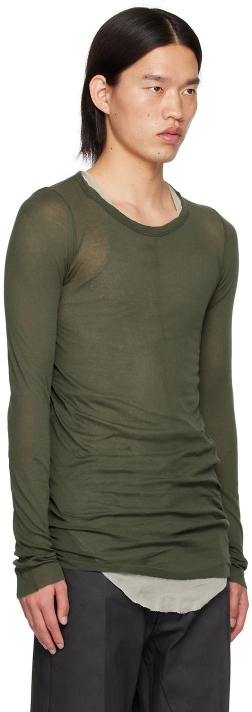RICK OWENS Green Porterville Rib Long Sleeve T-shirt In Forest Product Image