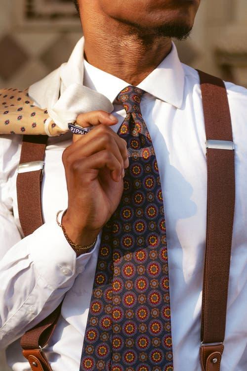 Elizabetta La Vigna - Extra Long Printed Silk Tie for Men in Navy at Nordstrom Product Image