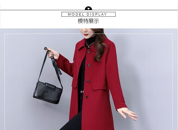 Collared Plain Button Coat Product Image