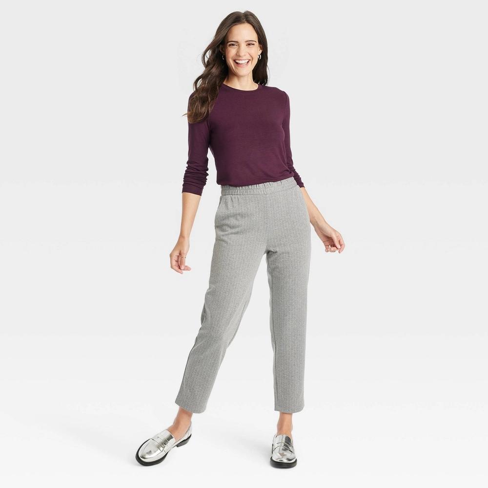 Womens Long Sleeve Brushed Knit T-Shirt - A New Day Burgundy M Product Image