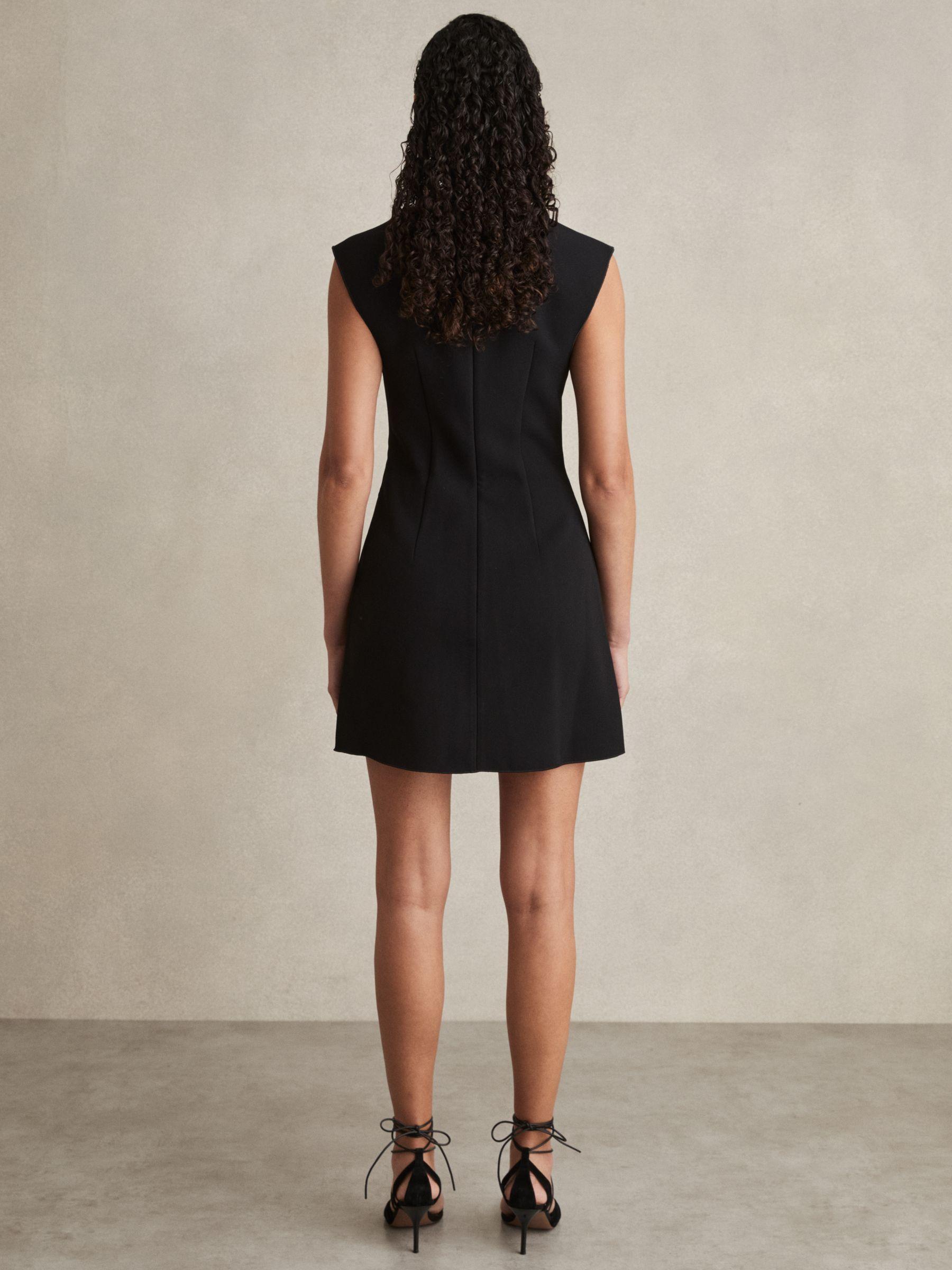 Acler Crepe Draped-Neck Mini Dress in Black Product Image