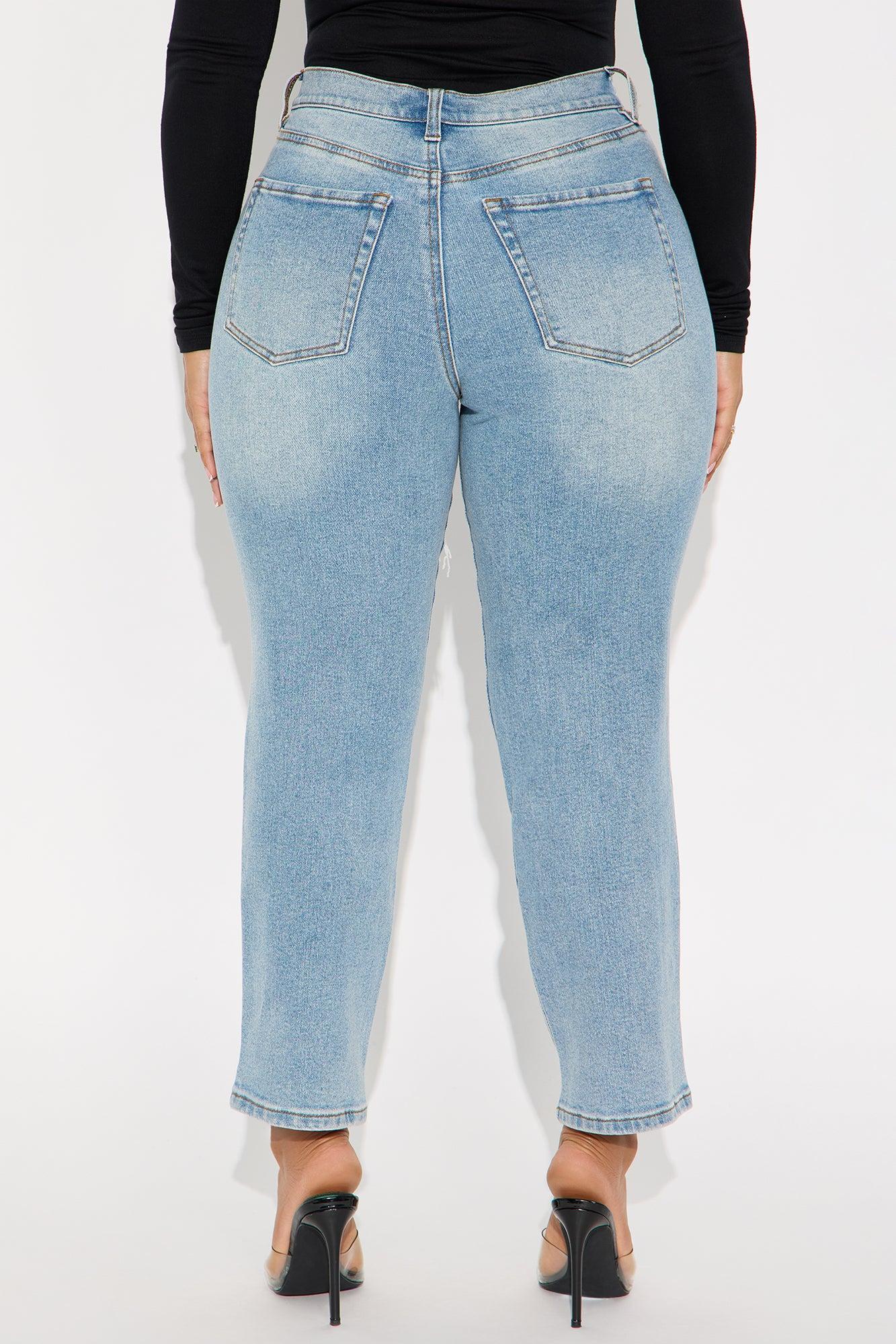 Petite Because I Said So Destroyed Mom Jeans - Medium Blue Wash Product Image