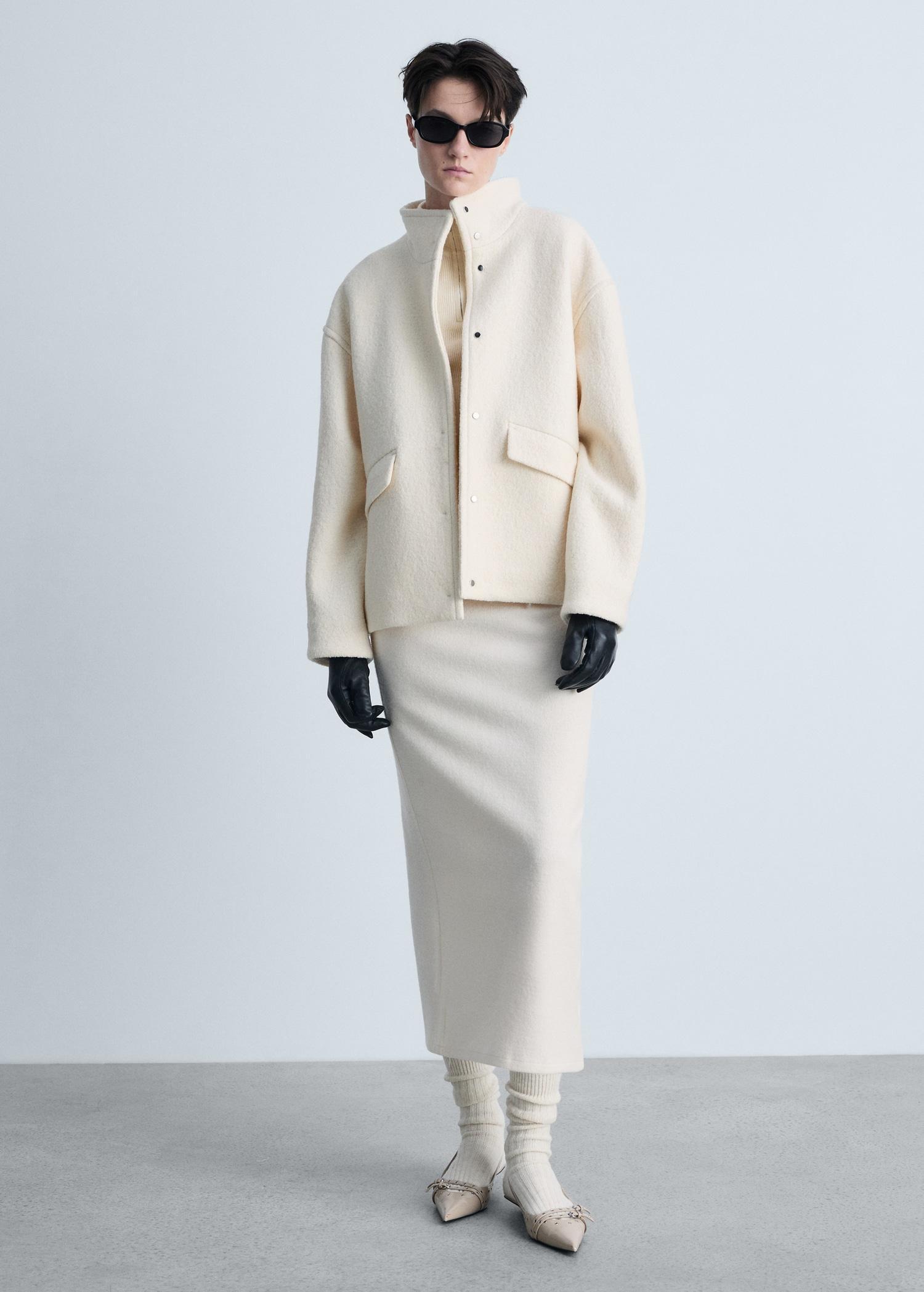Turtleneck wool jacket - Women | MANGO USA Product Image