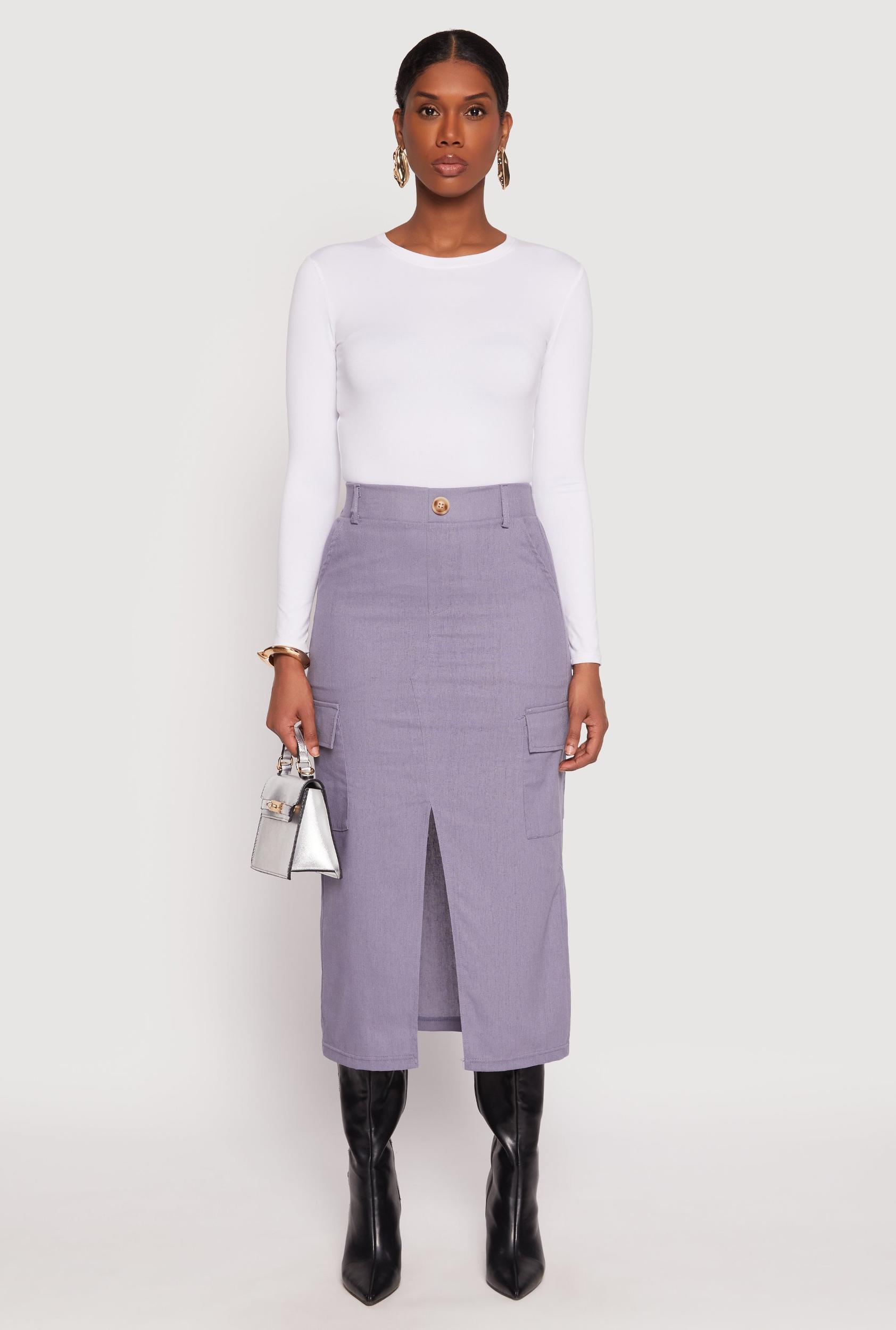 Womens Linen Cargo Midi Skirt Product Image