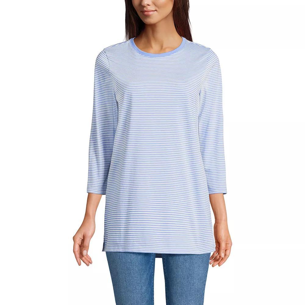 Women's Lands' End Supima Cotton Crewneck Tunic, Size: XL, Purple Stripe Product Image