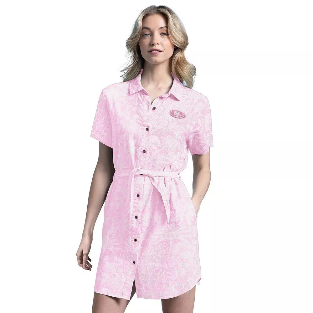 Women's Margaritaville  Pink San Francisco 49ers Palm Linen Dress, Size: Medium Product Image