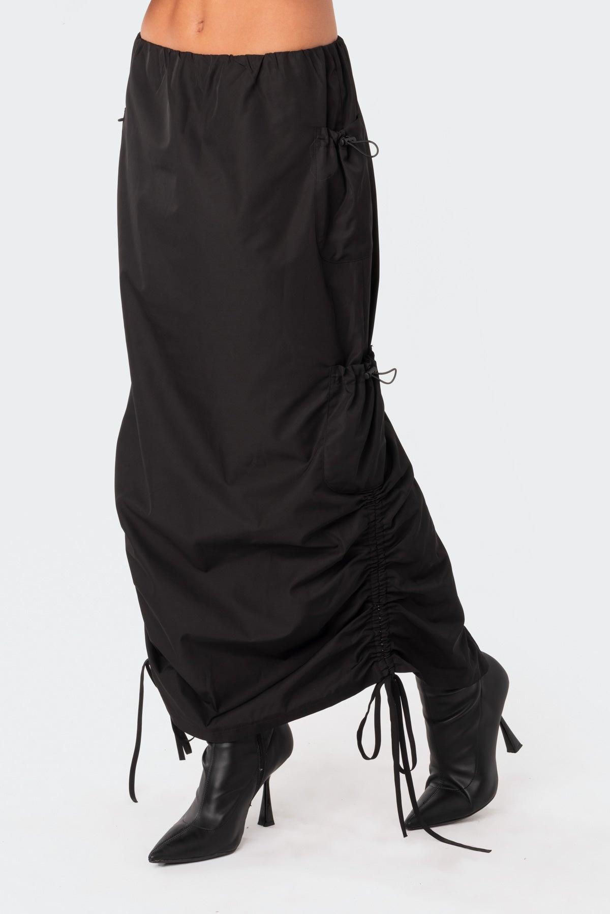 Low-Rise Slitted  Nylon Maxi Skirt Product Image
