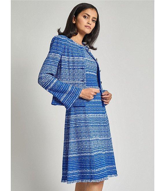 MISOOK Tweed Knit Round Neck Cap Sleeve Fit-And-Flare Dress Product Image